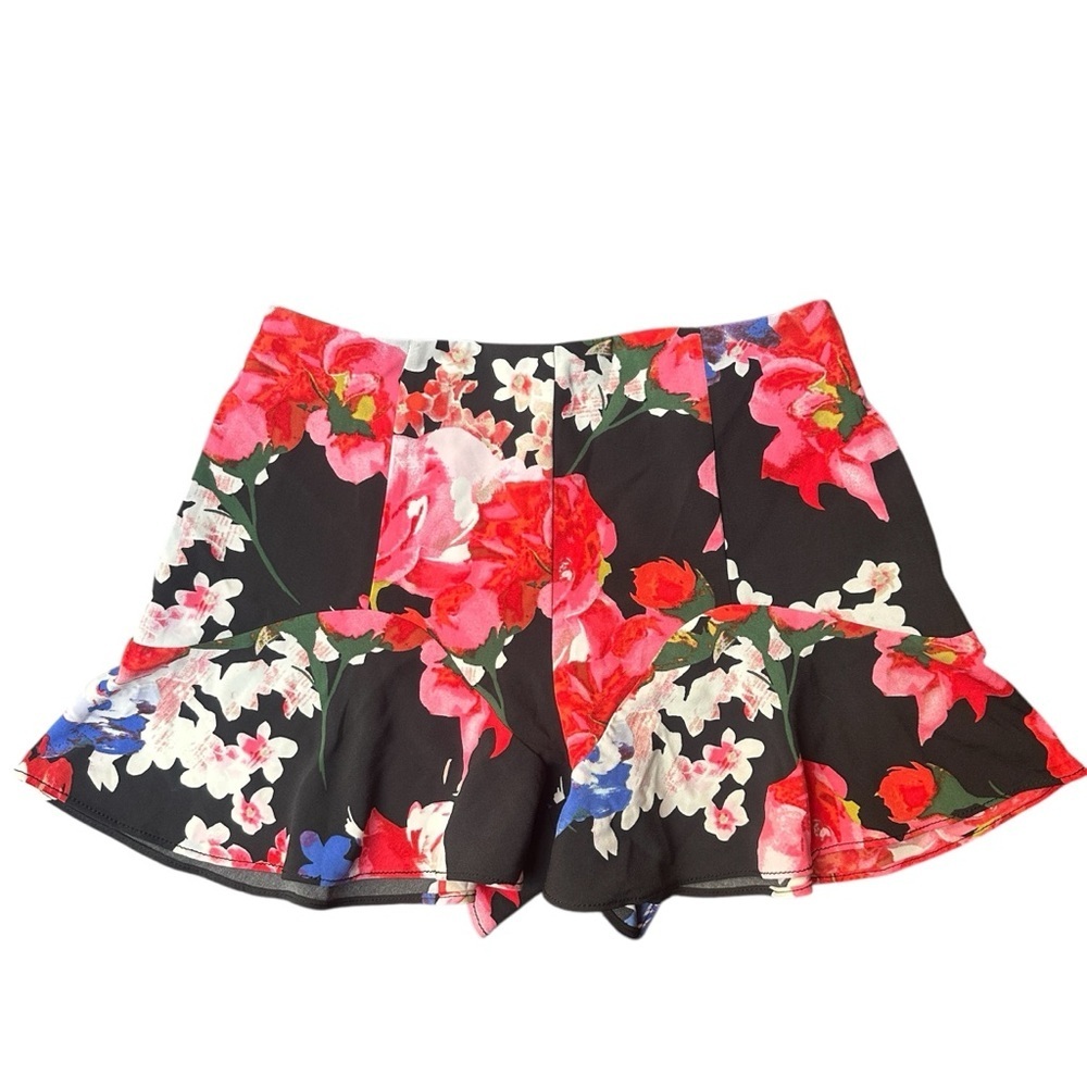 Guess Floral Print Shorts Black Multicolor Size 4